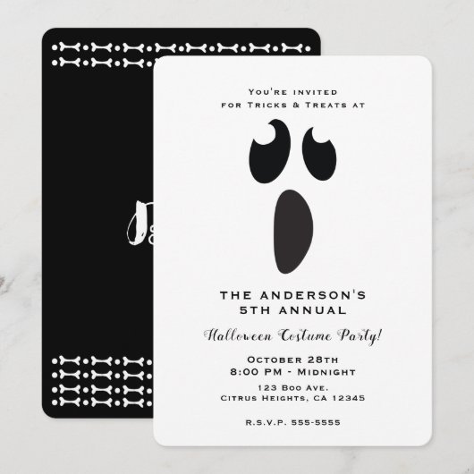 Ghost Face Halloween Feest Verpakkingsfeestje Kaart (Voorkant / Achterkant)