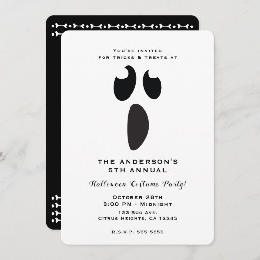 Ghost Face Halloween Party Trick or treat Party Kaart (Voorkant / Achterkant)