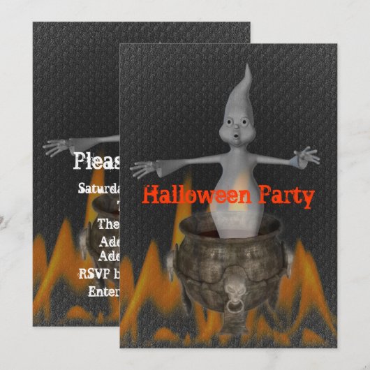 Ghost Flames Halloween Invitation Kaart (Voorkant / Achterkant)