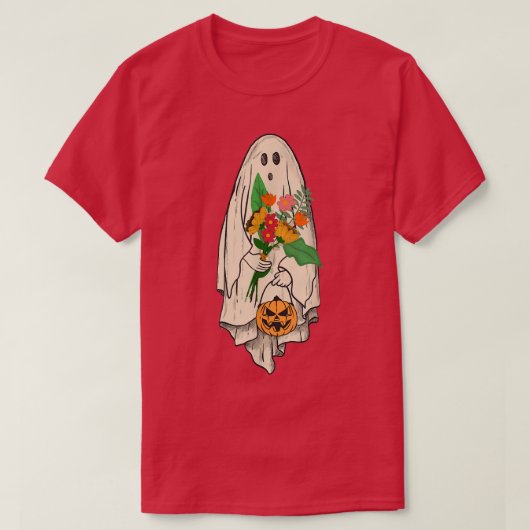  Ghost Floral Cute Graphic Halloween Spooky T-shirt (Design voorkant)