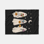 Ghost Floral Groovy  Retro Halloween Costum Fleece Deken (Voorkant (Horizontaal))