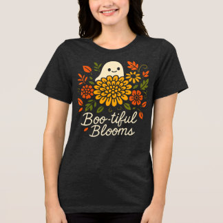 Ghost Floral Halloween - Schattigee Herfst Blooms Tri-Blend Shirt