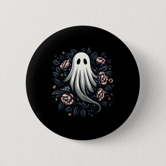 Ghost Floral Print  Halloween Ronde Button 5,7 Cm (Voorkant)