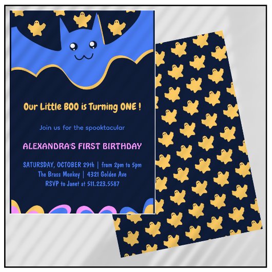Ghost Flying Little boo Halloween 1e verjaardag Kaart