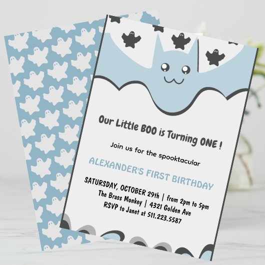 Ghost Flying Little boo Halloween 1e verjaardag Kaart