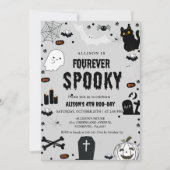 Ghost Fourever Spooky Halloween 4e verjaardagsfees Kaart (Voorkant)
