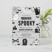 Ghost Fourever Spooky Halloween 4e verjaardagsfees Kaart (Staand voorkant)