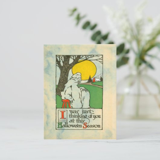 Ghost Full Moon Tree Briefkaart (Staand voorkant)