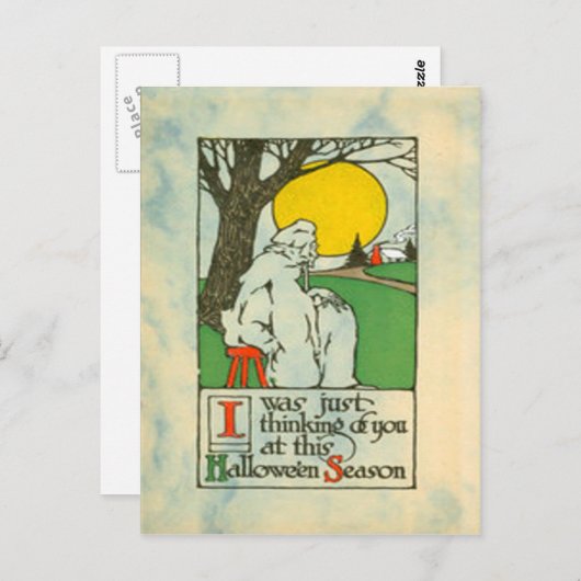 Ghost Full Moon Tree Briefkaart (Voorkant / Achterkant)