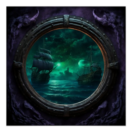 Ghost Galleon onder de spookachtige sterren Perfect Poster (Voorkant)