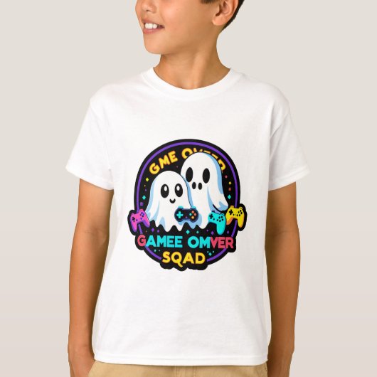 Ghost Gamer Squad - Retro Arcade Halloween T-shirt (Voorkant)