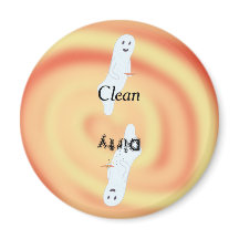 Ghost gele oranje wervelkolom vuile schone vaatwas