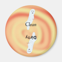 Ghost gele oranje wervelkolom vuile schone vaatwas magneet