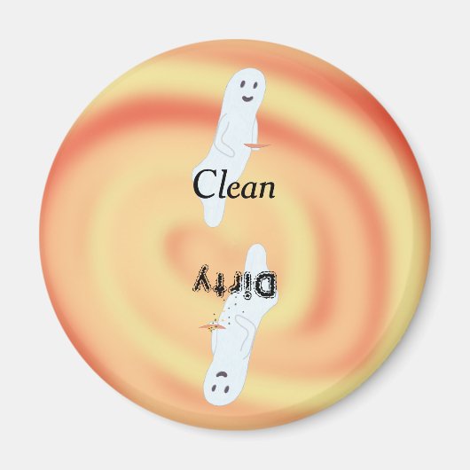 Ghost gele oranje wervelkolom vuile schone vaatwas magneet (Voorkant)