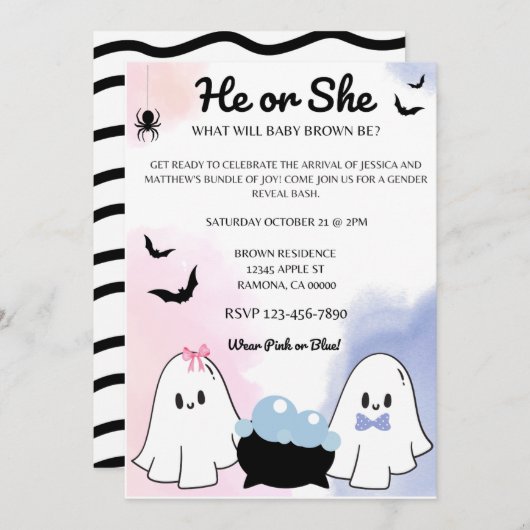 Ghost Geslacht onthullen digitale uitnodiging (Voorkant / Achterkant)
