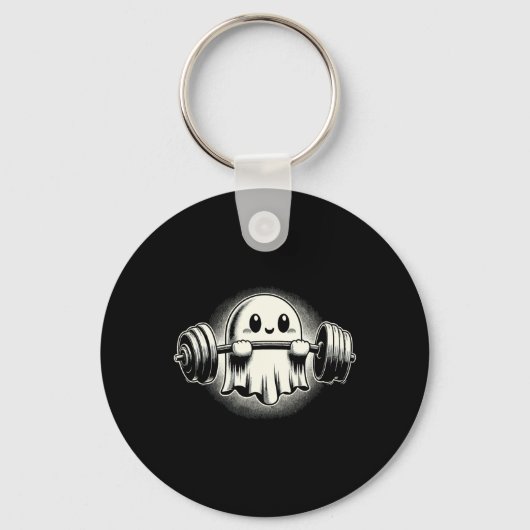 Ghost Gewichtheffen Grappige Ghost Workout Hallowe Sleutelhanger (Voorkant)