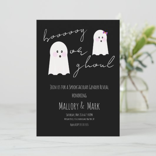 Ghost Ghoul Halloween Party Gender onthulling Blac Kaart (Staand voorkant)