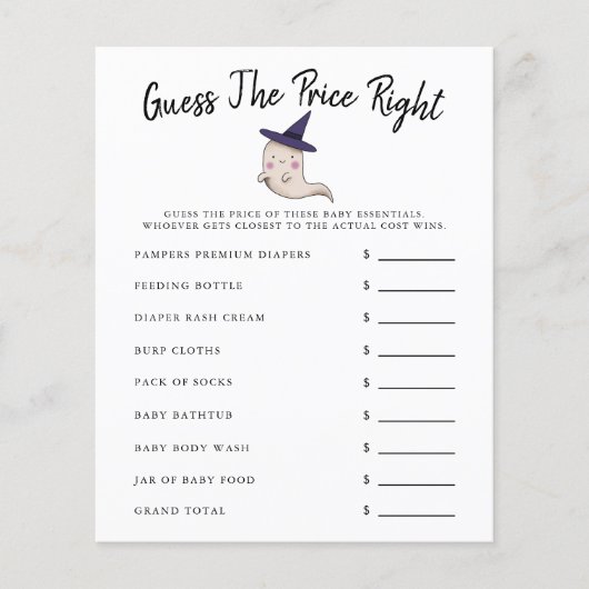 Ghost Girl Baby shower raadt prijs (Voorkant)