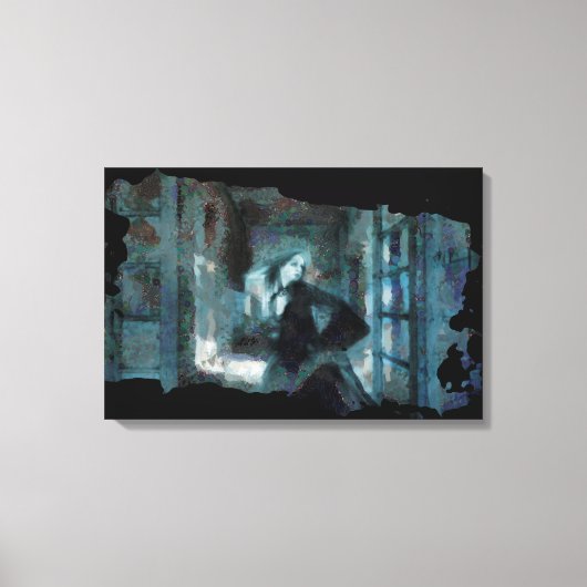 Ghost Girl in Blue – Haunting Surreal Art Canvas Afdruk (Voorkant)