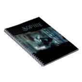 Ghost Girl in Blue – Haunting Surreal Art Notitieboek (Rechterzijde)
