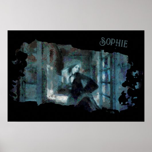 Ghost Girl in Blue – Haunting Surreal Art Poster (Voorkant)