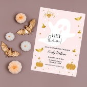 Ghost Girly Halloween Verjaardag Elk Jaar Pink Gol Kaart