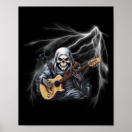 Ghost Gitaar Cool Gitaar Speler Skelet Handen Gui Poster (Voorkant)