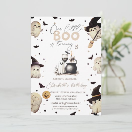 Ghost Glass Candle Halloween Kaart (Staand voorkant)