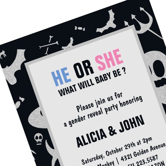 Ghost Glitter Hij of Zij Halloween Geslacht onthul Kaart