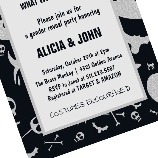 Ghost Glitter Hij of Zij Halloween Geslacht onthul Kaart