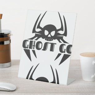 Ghost Go Spooky Seizoen Reclamebord Met Voetstuk
