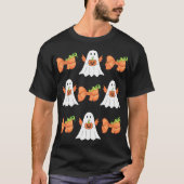 Ghost Grappige Halloween pompoen coquette boog her T-shirt (Voorkant)