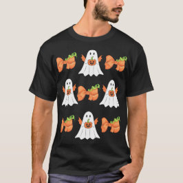 Ghost Grappige Halloween pompoen coquette boog her T-shirt