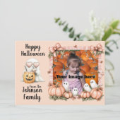 Ghost Greetings in Pink Plaid Feestdagenkaart (Staand voorkant)