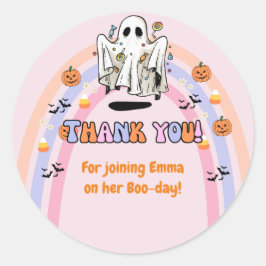 Ghost Groovy Halloween Verjaardag Bedankt Ronde Sticker