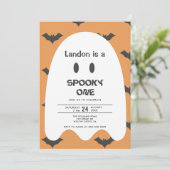 Ghost Halloween 1ST Birthday Uitnodiging (Staand voorkant)