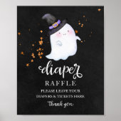 Ghost Halloween Baby shower Diaper Raffle Sign Poster (Voorkant)