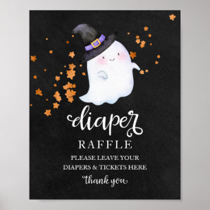 Ghost Halloween Baby shower Diaper Raffle Sign Poster