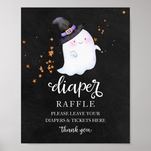 Ghost Halloween Baby shower Diaper Raffle Sign Poster (Voorkant)