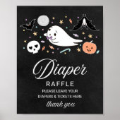 Ghost Halloween Baby shower Diaper Raffle Sign Poster (Voorkant)