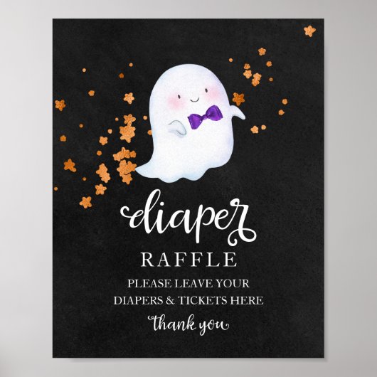 Ghost Halloween Baby shower Diaper Raffle Sign Poster (Voorkant)