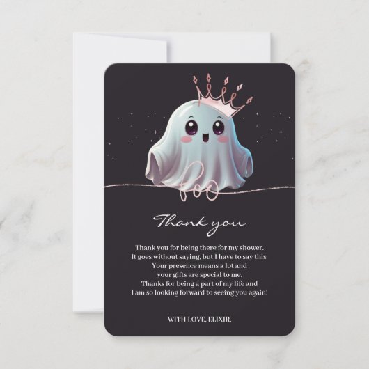 Ghost Halloween Baby shower Little Boo Bedankkaart (Voorkant)
