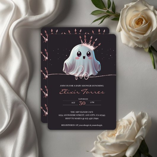 Ghost Halloween Baby shower Little Boo Kaart