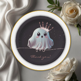 Ghost Halloween Baby shower Little Boo Papieren Bordje