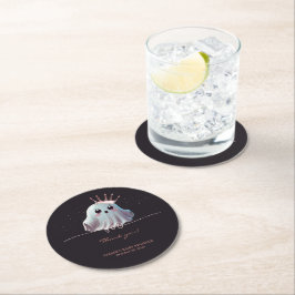 Ghost Halloween Baby shower Little Boo Ronde Kartonnen Onderzetter