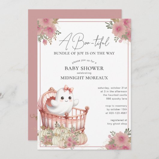 Ghost Halloween Baby shower Uitnodiging (Voorkant / Achterkant)