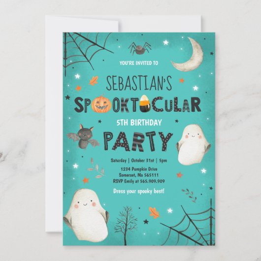 Ghost Halloween Birthday nodigt Spooktacular Party Kaart (Voorkant)