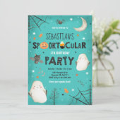 Ghost Halloween Birthday nodigt Spooktacular Party Kaart (Staand voorkant)