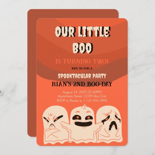 Ghost Halloween Birthday nodigt Spooktacular Party Kaart (Voorkant / Achterkant)