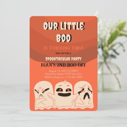 Ghost Halloween Birthday nodigt Spooktacular Party Kaart (Staand voorkant)